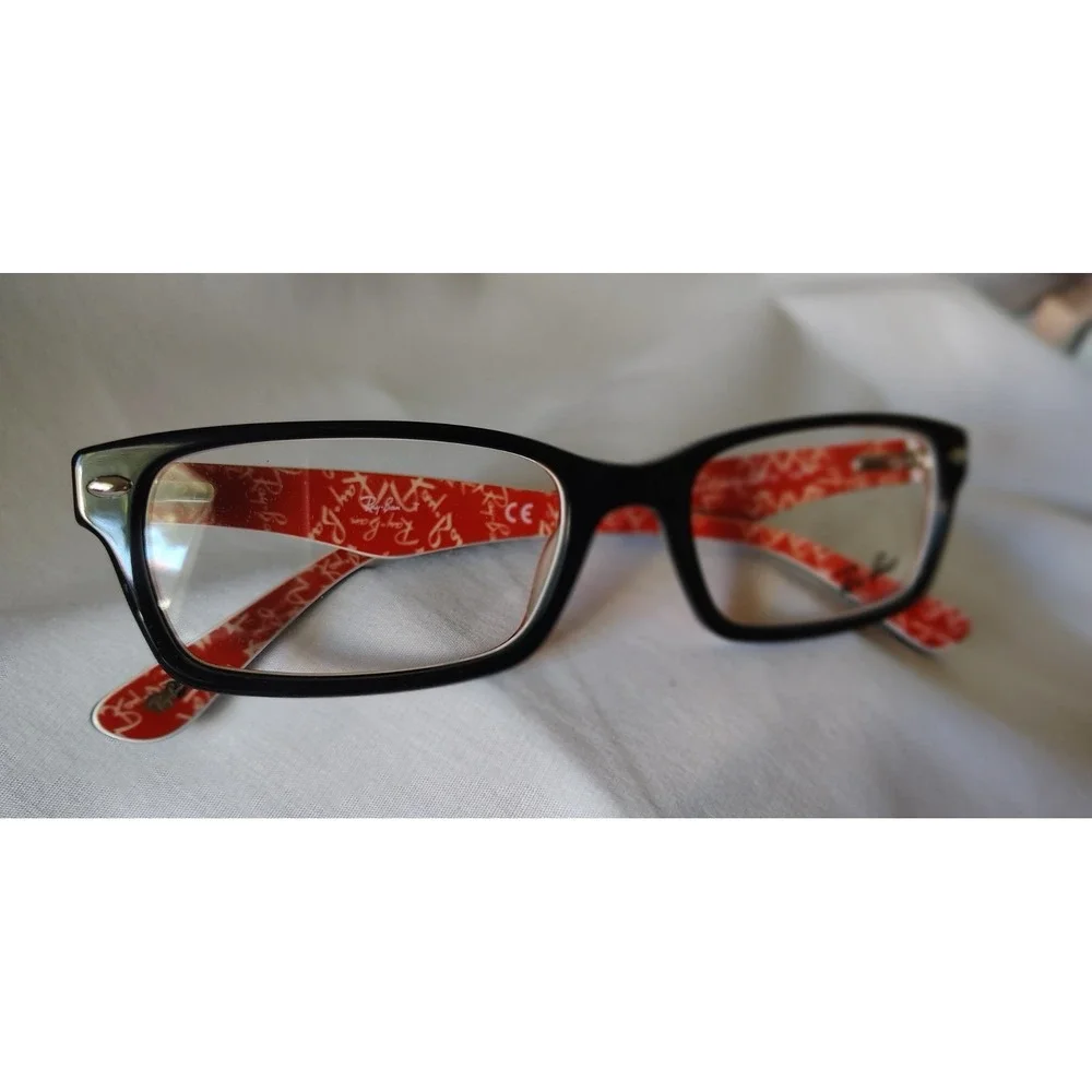 NEW Ray-Ban RB5206 2479 54-18 Eyeglasses Frames Black Red Script RX 145 w/Case